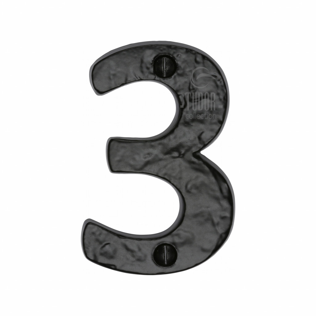 M Marcus Tudor Rustic Black Numeral 3 size 76mm